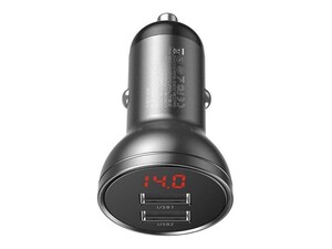 شارژر فندکی دو پورت بیسوس Baseus Digital Display Car Charger Dual USB