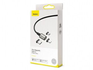 کابل آهنربایی سه سر بیسوس Baseus TZCAXC Zinc magnetic Cable Kit 1m