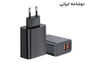 آداپتور دو پورت فست شارژ 30 وات بیسوس Baseus BS-EU906 USB-A Quick Travel Charger