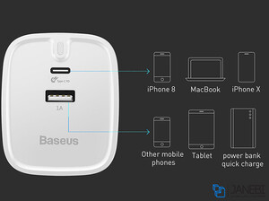 شارژر سریع بیسوس Funzi Type-C PD And USB