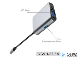 هاب یو اس بی بیسوس Baseus BS-UC23 Type-C VGA + USB 3.0 Hub Adapter