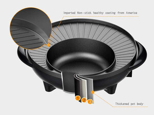 فروش اجاق برقی به همراه دیگ درب شیشه ای LIVEN Electric Grill Hot Pot with Glass Lid SK-J3201