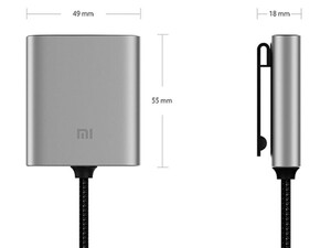 آداپتور شارژر خودرو شیائومی Xiaomi USB Typ-C QC 3.0 car charger expansion