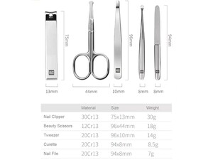 ست 5 عددی مانیکور و ناخن گیر شیائومی Xiaomi HuoHou HU0061 Manicure Set Nail Clipper