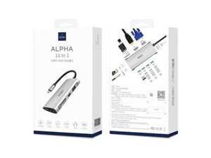 WiWU Alpha 11 in 1 (HDMI + 4*USB + VGA + RJ45 + SD + 3.5MM) Type C Hub