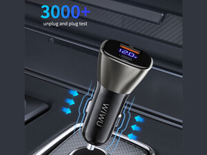 شارژر فندکی فست تایپ سی و یو اس بی 72 وات ویوو WiWU PC500 72W USB + Type-C Dual Ports Car Charger