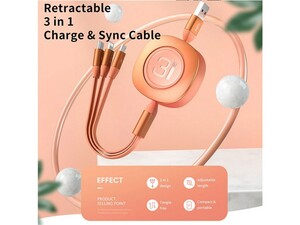 کابل شارژ سه سر راک Rock G3 3in1 Charge & Sync Cable 120cm