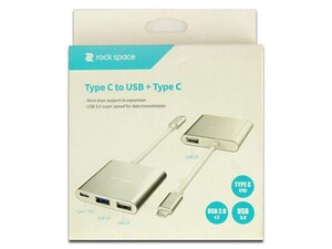 مبدل تایپ سی به تایپ سی و یو اس بی راک Rock Type-C to USB+Type-C