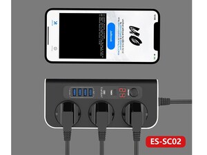 چند راهی و شارژر 3 سوکت و 4 یو اس بی تایمردار ارلدام Earldom ES-SC02 EU Smart Power Strip