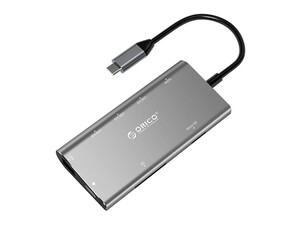 هاب Type-C آلومینیومی‌ با خروجی شبکه ORICO CLH-W2 Type-C to HDMI/Type-C Charging/USB3.0/SD/TF/RJ45