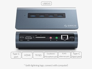 هاب چند منظوره اوریکو ORICO M3H-6N Type-c Multi-function Aluminum Alloy Docking Station