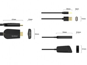 دانگل وایرلس انتقال تصویر به HDMI اوریکو Orico PE-PW1 دارای ابعاد مناسب