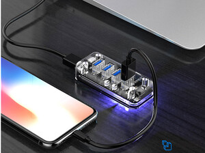 هاب یو اس بی 4 پورت اوریکو Orico 4 Port USB3.0 Transparent HUB F4U-U3