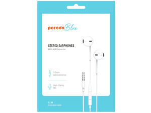 هندزفری سیمی با جک 3.5 میلی متری پورودو Porodo Stereo Earbuds 3.5mm Aux Connector