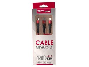 کابل شارژ سه سر تسکو  TSCO TC A33 Lightning/Type-C/microUSB 1.2m