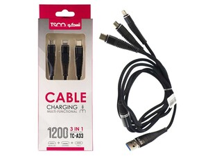 کابل شارژ سه سر تسکو  TSCO TC A33 Lightning/Type-C/microUSB 1.2m