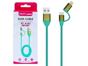 کابل دو سر میکرو یو اس بی و لایتنینگ تسکو TSCO TC A101 USB to 2 in 1 Cable 1m