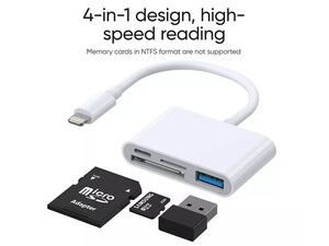 قیمت مبدل لایتنینگ چهار پورت جویروم Joyroom S-H142 Lightning To Usb Otg Card Reader