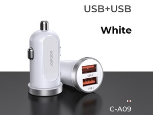 شارژر فندکی سریع دو پورت جویروم Joyroom C-A09 mini Dual USB Smart Fast Car Charger 30W