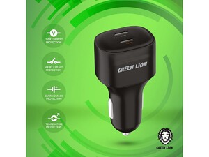 شارژر فندکی دو پورت تایپ سی 45 وات گرین Green Dual Port USB-C Car Charger 45W