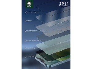 محافظ صفحه نمایش حریم شخصی شیشه‌ای مات آیفون 13 و 13 پرو گرین Green Lion 3D AG/Matte Privacy Glass Screen Protector for iPhone 13 / 13 Pro GN3DAGIP13P