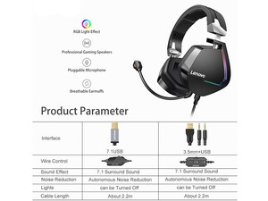 هدفون گیمینگ باسیم لنوو Lenovo H402 gaming headphone