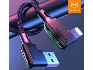 کابل شارژ سریع و انتقال داده لایتنینگ مک دودو Mcdodo CA-751 90Degree Lightning Cable 1.2M دارای طراحی 90 درجه