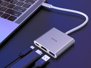 هاب و مبدل تایپ سی هوکو HOCO Type-C hub HB14 Easy use USB3.0+HDMI+PD