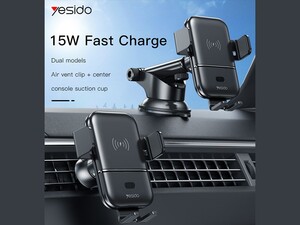 پایه نگهدارنده و شارژر وایرلس یسیدو Yesido C121 Car 15W Fast Qi 2 In 1 Wireless Charger Holder