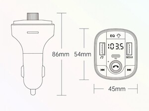 شارژر فندکی با قابلیت پخش موسیقی و تماس Yesido Y45 bluetooth V5.0 FM Transmitter 18W PD + QC3.0 Dual USB Car Charger