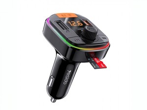 شارژر فندکی با قابلیت پخش موسیقی و تماس Yesido Y45 bluetooth V5.0 FM Transmitter 18W PD + QC3.0 Dual USB Car Charger