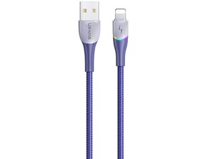 خرید کابل داده و شارژر سریع لایتنینگ 1.2 متری یوسامز USAMS U77 3A Lightning Fast Charging And Data Cable with Colorful Lights US-SJ541