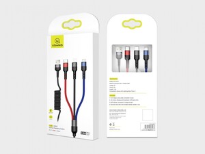 کابل شارژ سه سر یوسامز Usams U26 3IN1 Spring Charging Cable 1.5m