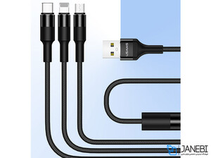 کابل شارژ سه سر یوسامز Usams U5 3IN1 Braided Charging Cable 1.5m