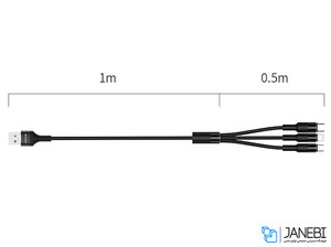 کابل شارژ سه سر یوسامز Usams U5 3IN1 Braided Charging Cable 1.5m