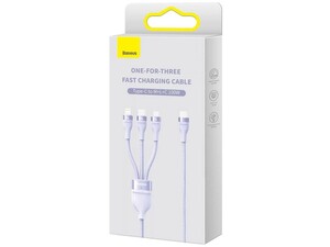 کابل فوق شارژ سریع سه سر تایپ‎سی به لایتنینگ، میکرو و تایپ‎سی 1.5 متری بیسوس Baseus Flash Series Fast Charging Cable 100W CASS030201