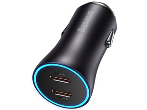 قیمت شارژر فندکی خودرو دو پورت یواس‌بی 40 وات بیسوس Baseus Golden Contactor Pro Car Charger GJP000013