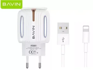 شارژر دیواری فست شارژ لایتنینگ باوین BAVIN 2.4A Dual Port USB Adapter Charger PC265Y