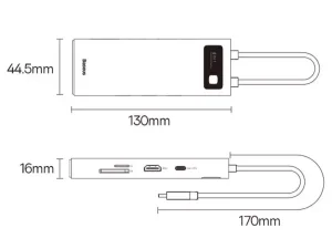 هاب تایپ سی 8 پورت بیسوس Baseus Metal Gleam Series WKWG050013