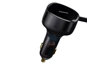 شارژر فندکی فست شارژ تایپ سی 33 وات بیسوس Baseus Enjoyment Retractable 2-in-1 Car Charger C00035500111-00