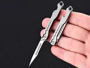 چاقو آنباکسینگ تیتانیومی تاشوی قابل آویز از دسته کلید Titanium alloy mini folding knife