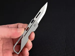 چاقو آنباکسینگ تیتانیومی تاشوی قابل آویز از دسته کلید Multifunctional titanium alloy unboxing mini knife high D2