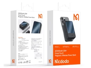 پاور بانک وایرلس مگنتی 20 وات 20000 مک دودو Mcdodo MC-502 Magnetic Wireless Charging 20000mAh 20W