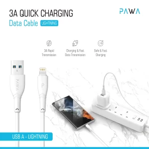 3A شارژ سریع USB-A به کابل PVC لایتنینگ 1.2 متر/4 فوت  آیفونی پاوا