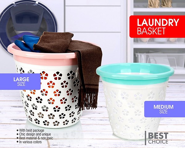 سبد رخت دو رنگ ترگل تسا پلاستیک 136