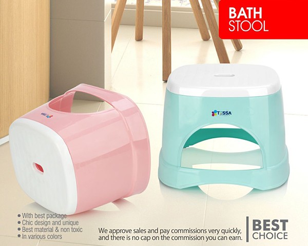 چهارپایه حمام دو رنگ گلرخ تسا پلاستیک 217