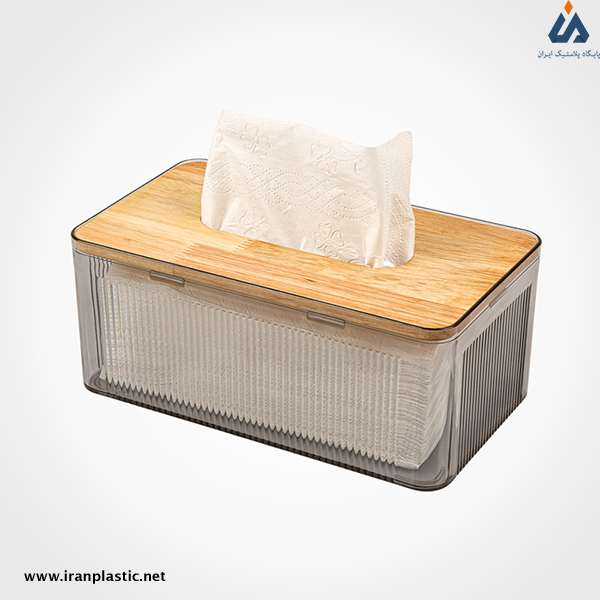 جا دستمال مستطیل رویه چوبی لیمون پلاستیک 2372