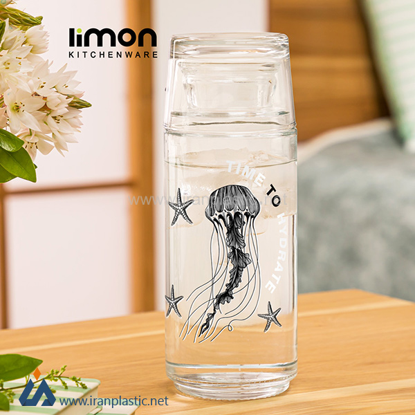 بطری و لیوان شب 800 میلی لیتر چاپدار لیمون 2358