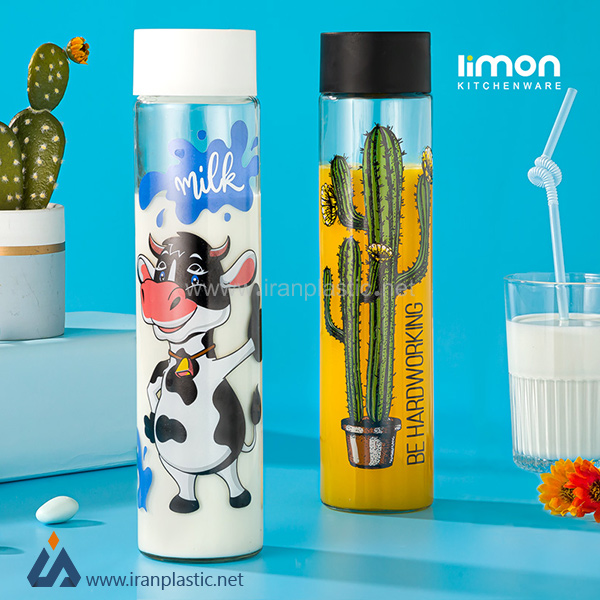 بطری آب استوانه ای کوچک چاپدار لیمون 1726