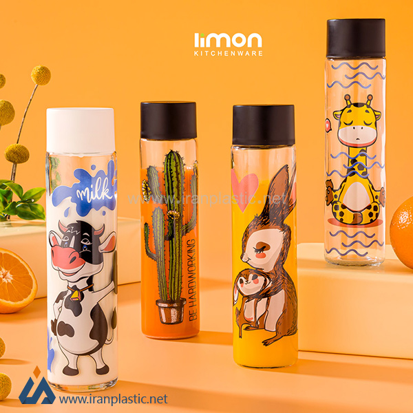 بطری آب استوانه ای بزرگ چاپدار لیمون 1724